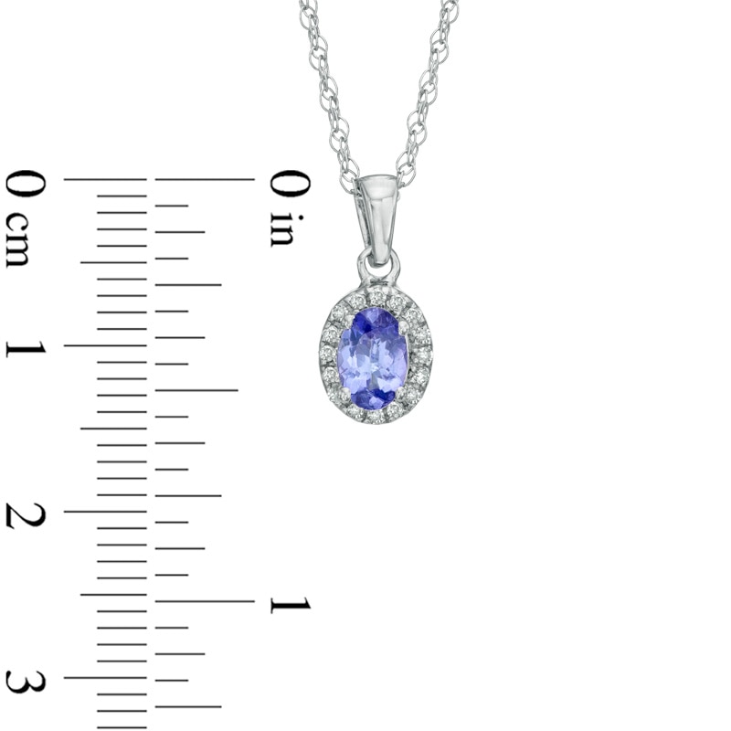 Main Image 2 of Oval Tanzanite and Diamond Accent Frame Pendant in Sterling Silver