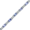 Thumbnail Image 1 of Oval Tanzanite and Diamond Accent "X" Link Bracelet in Sterling Silver