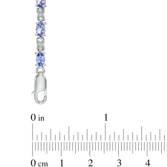Oval Tanzanite and Diamond Accent "X" Link Bracelet in Sterling Silver