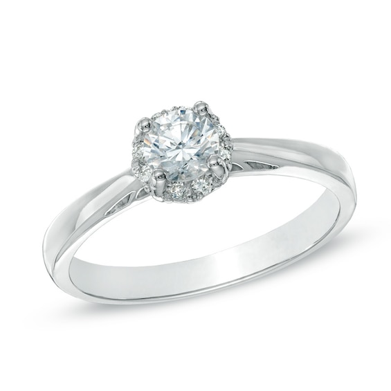 1/2 CT. T.w. Certified Canadian Diamond Frame Engagement Ring in 14K White Gold (I/I1)