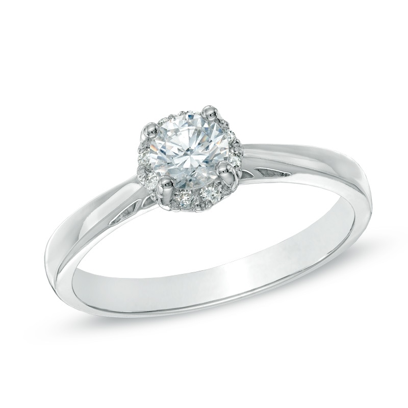 1/2 CT. T.W. Certified Canadian Diamond Frame Engagement Ring in 14K White Gold (I/I1)