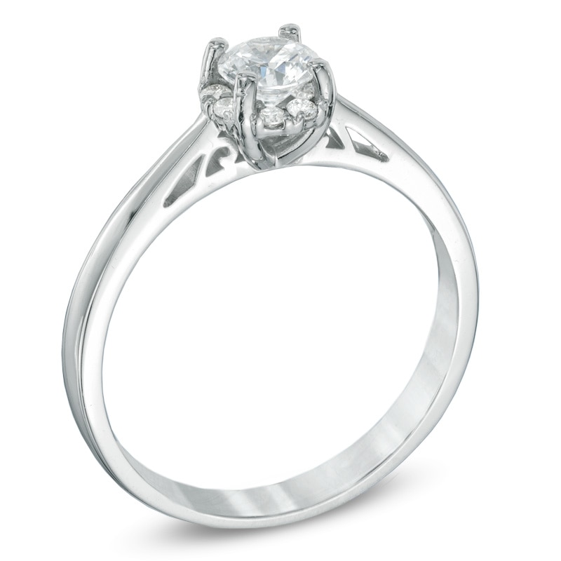 1/2 CT. T.W. Certified Canadian Diamond Frame Engagement Ring in 14K White Gold (I/I1)