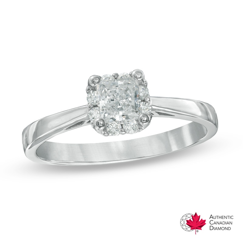 1/2 CT. T.W. Certified Canadian Princess-Cut Diamond Frame Engagement Ring in 14K White Gold (I/I1)