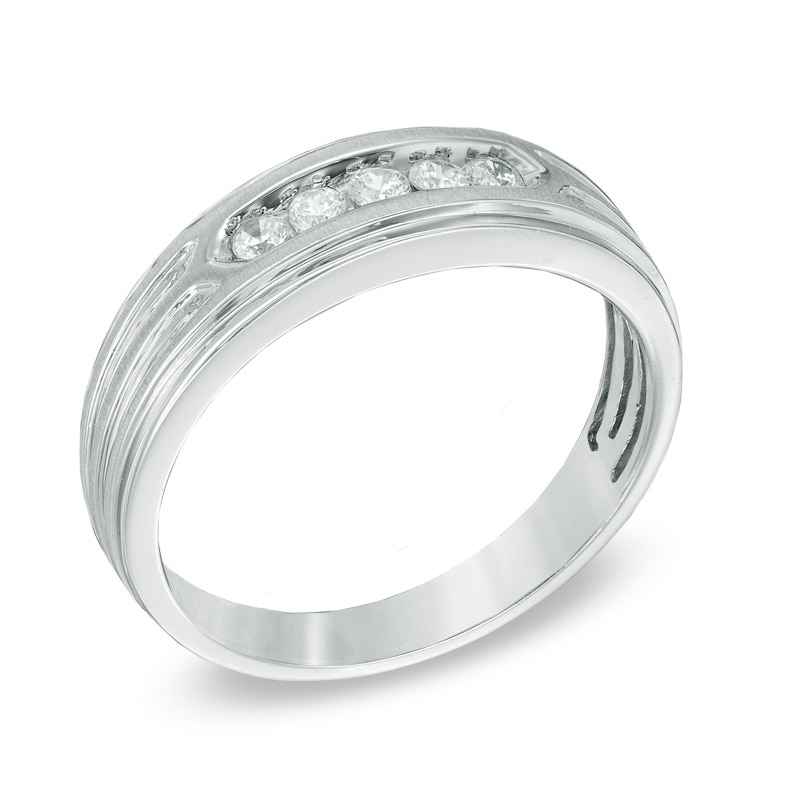 Men's 1/4 CT. T.W. Diamond Five Stone Band in 10K White Gold