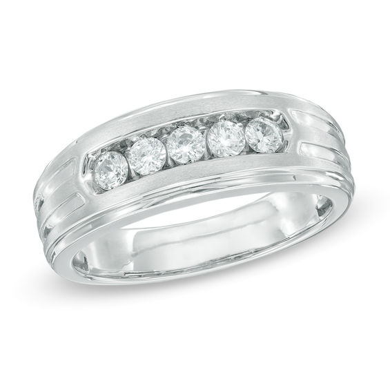 Men's 1/2 CT. T.w. Diamond Five Stone Band in 10K White Gold