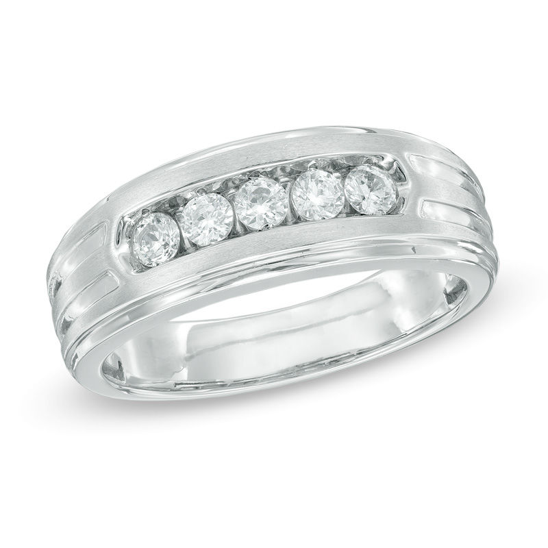 Main Image 1 of 1/2 CT. T.W. Diamond Five Stone Band in 10K White Gold