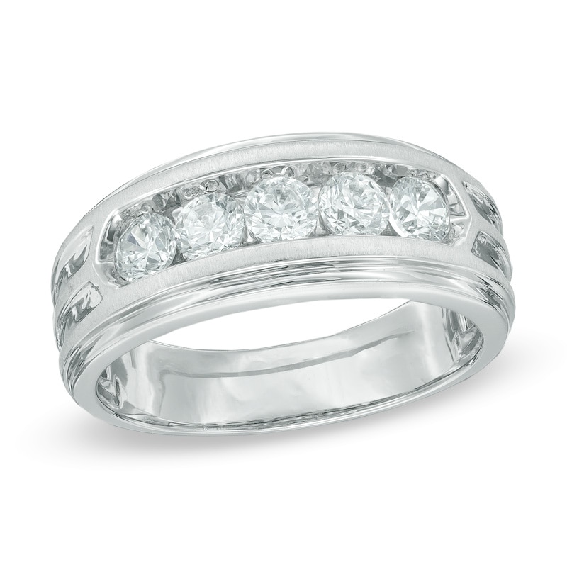 Men's 1 CT. T.W. Diamond Five Stone Band in 10K White Gold