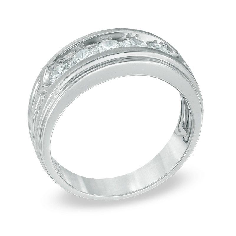 Men's 1 CT. T.W. Diamond Five Stone Band in 10K White Gold