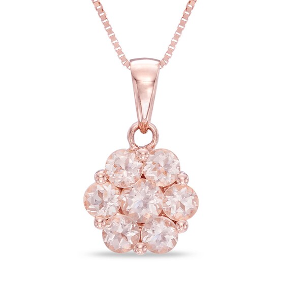 Morganite Flower Pendant in 10K Rose Gold