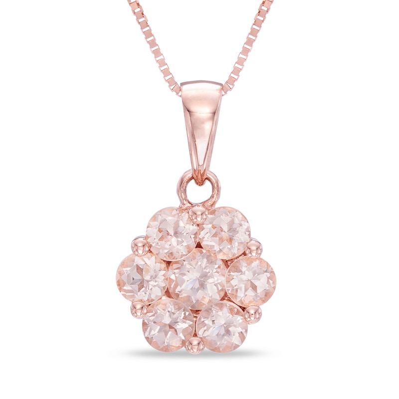 Main Image 1 of Morganite Flower Pendant in 10K Rose Gold