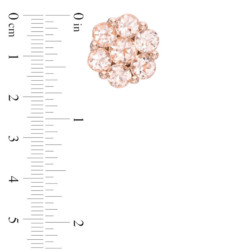 Main Image 2 of Morganite Flower Stud Earrings in 10K Rose Gold