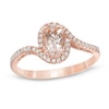Thumbnail Image 0 of Oval Morganite and 1/8 CT. T.W. Diamond Ring in 10K Rose Gold