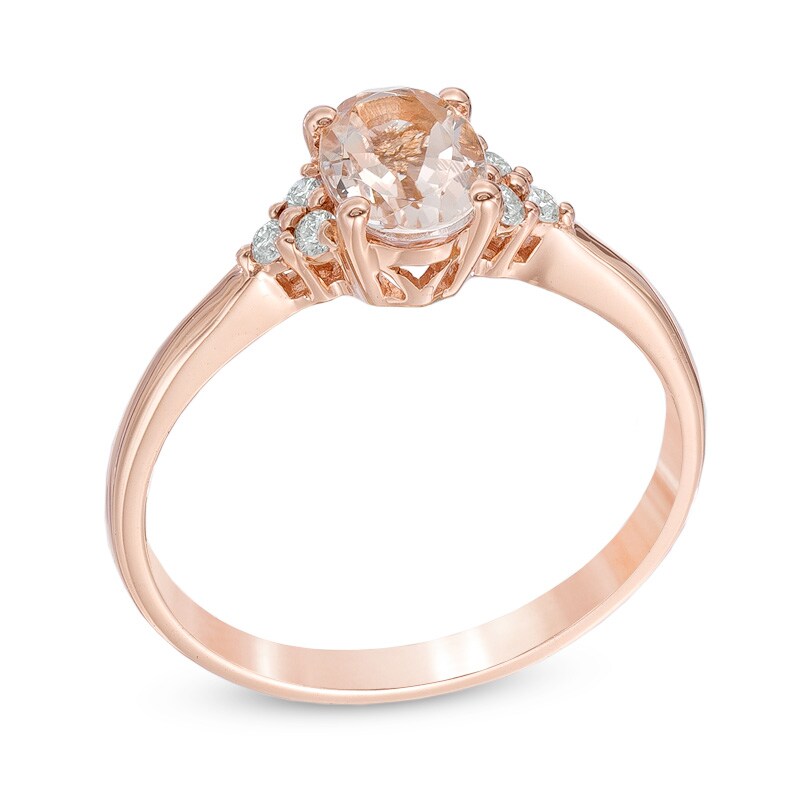 Main Image 2 of Oval Morganite and Diamond Accent Ring in 10K Rose Gold