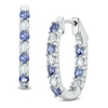 Thumbnail Image 1 of Tanzanite and White Topaz Inside-Out Hoop Earrings in Sterling Silver