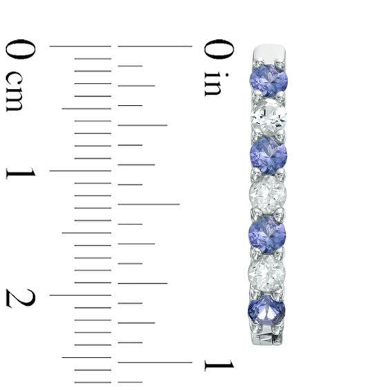 Tanzanite and White Topaz Inside-Out Hoop Earrings in Sterling Silver