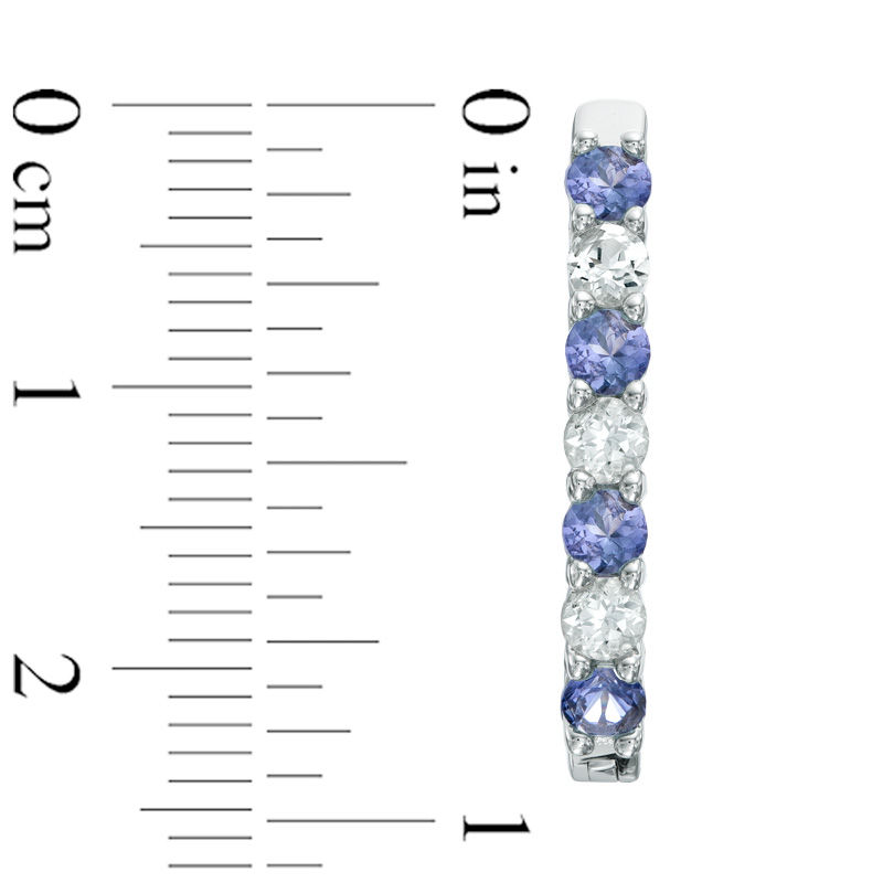 Main Image 2 of Tanzanite and White Topaz Inside-Out Hoop Earrings in Sterling Silver