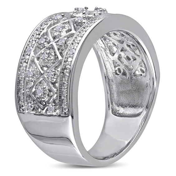 1/8 CT. T.w. Diamond Quilt Pattern Ring in Sterling Silver