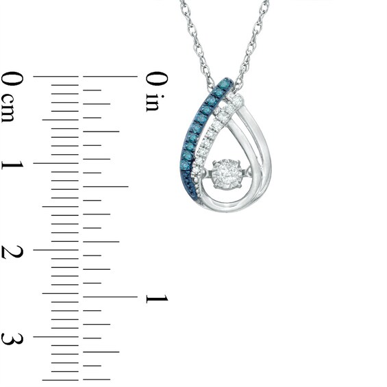1/8 CT. T.w. Enhanced Blue and White Diamond Teardrop Pendant in Sterling Silver