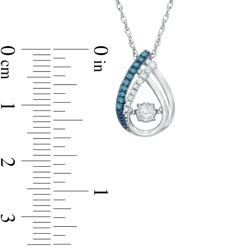 Main Image 2 of 1/8 CT. T.W. Enhanced Blue and White Diamond Teardrop Pendant in Sterling Silver