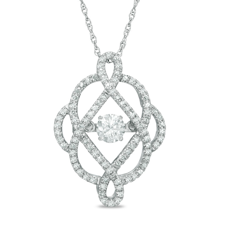 Main Image 1 of 1/2 CT. T.W. Diamond Scrollwork Pendant in 10K White Gold