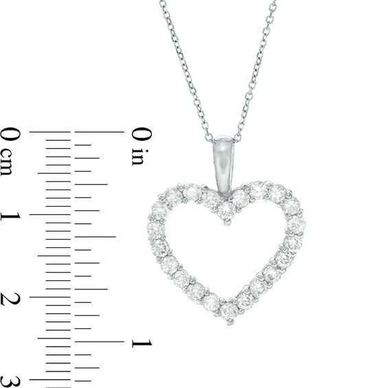 1 CT. T.w. Certified Diamond Heart Outline Pendant in 14K White Gold (I/I2)