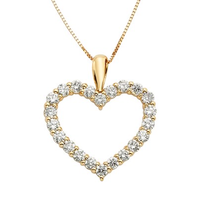 1 Ct T W Certified Diamond Heart Outline Pendant In 14k Gold I I2 Zales 1 Ct T W Certified Diamond Heart Outline Pendant In 14k Gold I I2 Zales