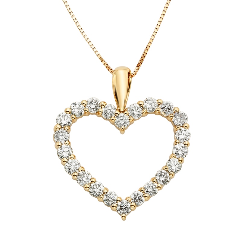 Main Image 1 of 1 CT. T.W. Certified Diamond Heart Outline Pendant in 14K Gold (I/I2)