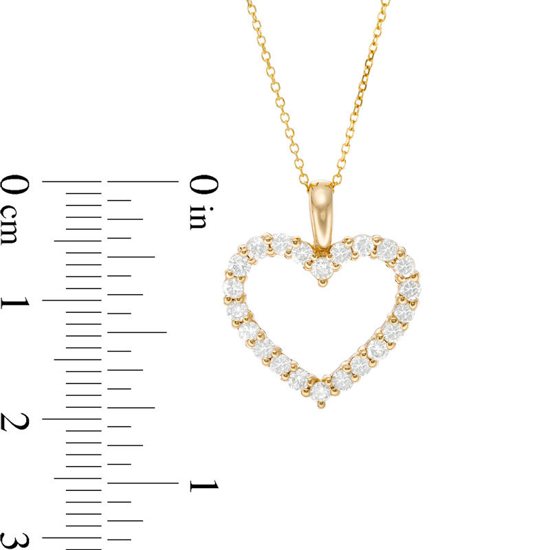 Main Image 3 of 1 CT. T.W. Certified Diamond Heart Outline Pendant in 14K Gold (I/I2)