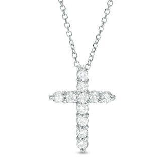 1/4 CT. T.W. Certified Diamond Cross Pendant in 14K White Gold (I/I2)