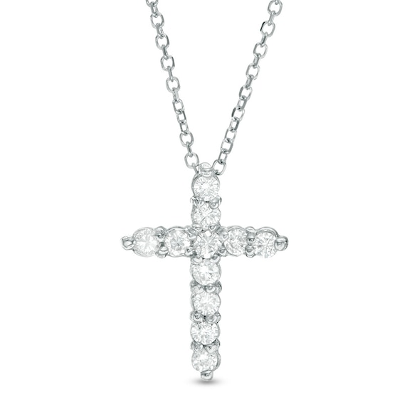 1/4 CT. T.w. Certified Diamond Cross Pendant in 14K White Gold (I/I2)