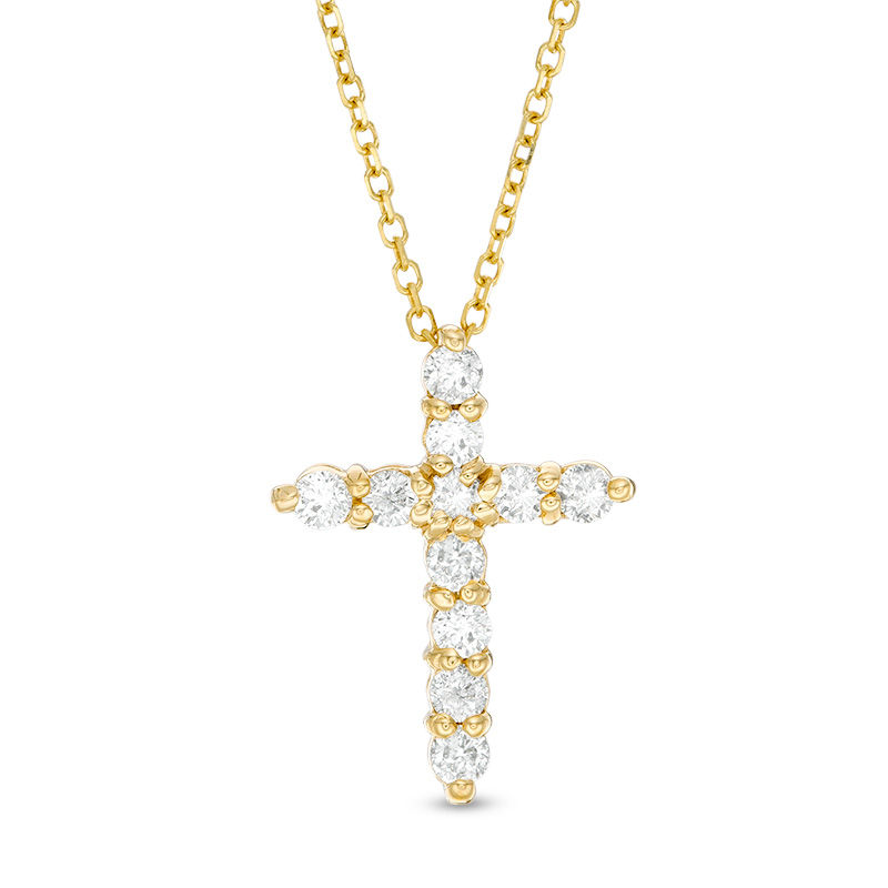 1/4 CT. T.W. Certified Diamond Cross Pendant in 14K Gold (I/I2)