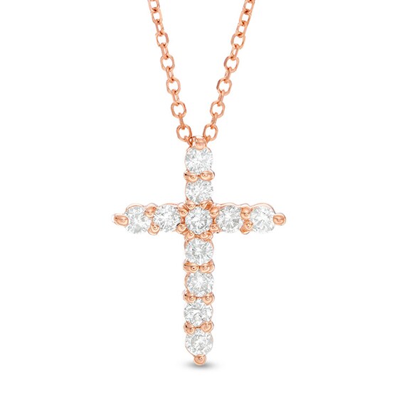 1/4 CT. T.W. Certified Diamond Cross Pendant in 14K Rose Gold (I/I2) 1/4 CT. T.W. Certified Diamond Cross Pendant in 14K Rose Gold (I/I2)