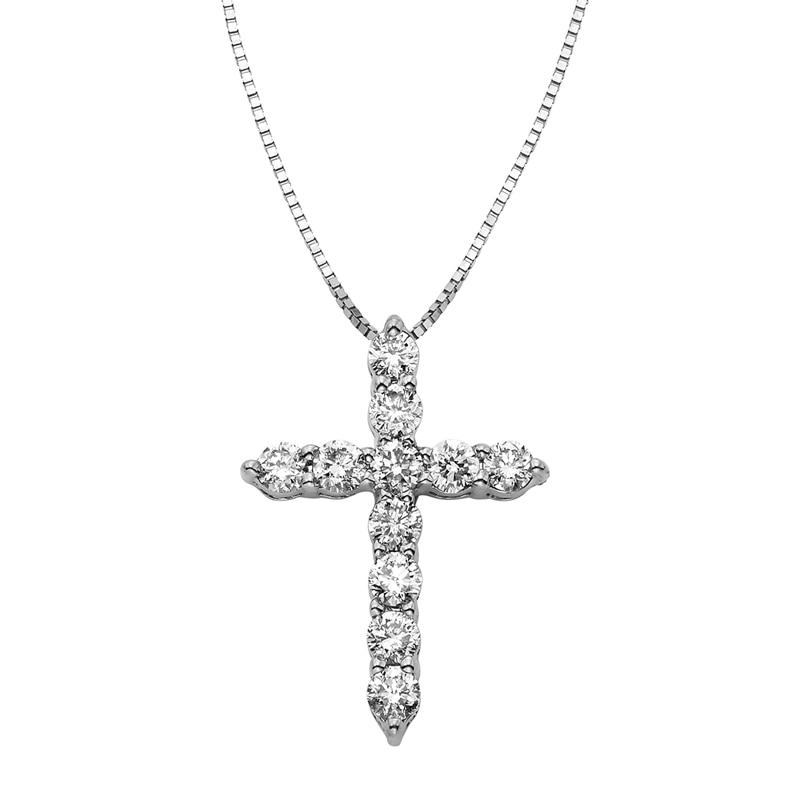 1/2 CT. T.W. Certified Diamond Cross Pendant in 14K White Gold (I/I2)