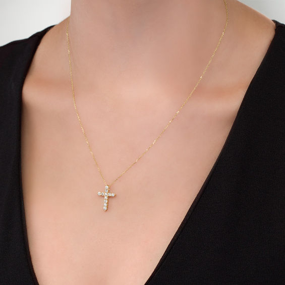 1/2 CT. T.w. Certified Diamond Cross Pendant in 14K Gold (I/I2)
