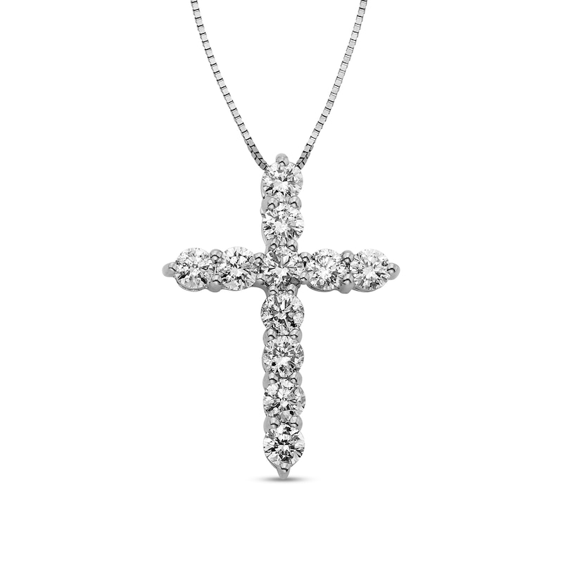 1 CT. T.W. Certified Diamond Cross Pendant in 14K White Gold (I/I2)