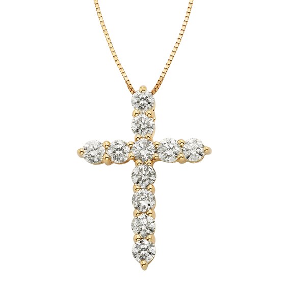 1 CT. T.w. Certified Diamond Cross Pendant in 14K Gold (I/I2)
