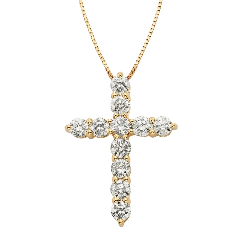 1 CT. T.W. Certified Diamond Cross Pendant in 14K Gold (I/I2)