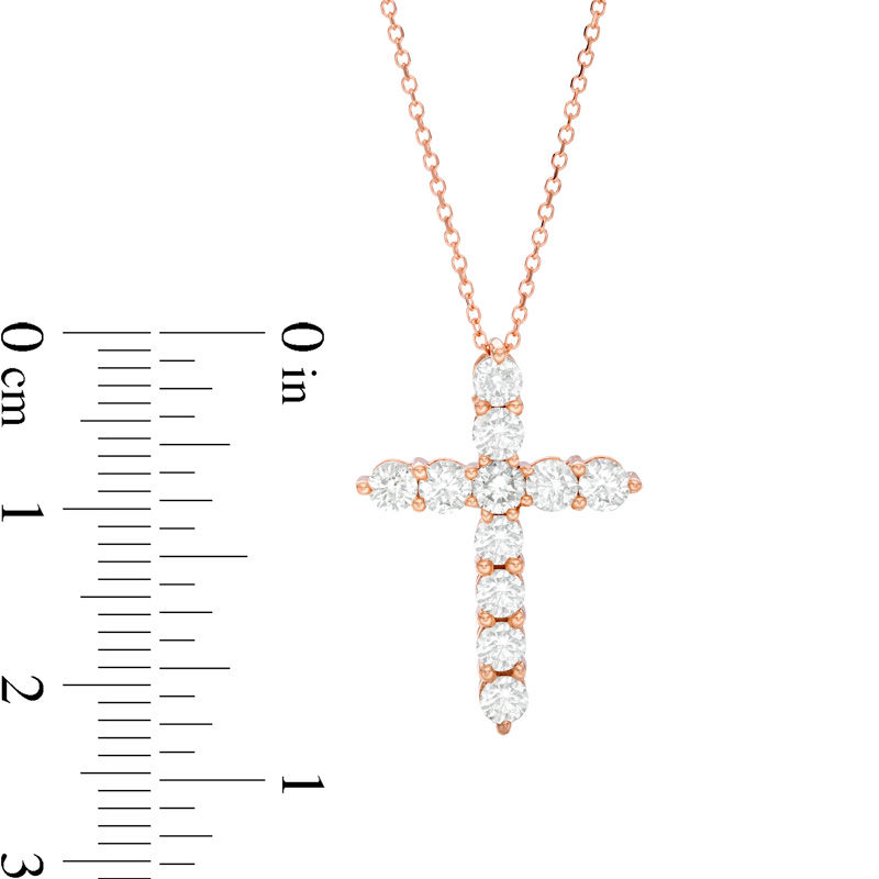 1 CT. T.W. Certified Diamond Cross Pendant in 14K Rose Gold (I/I2)