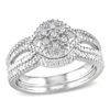 Thumbnail Image 0 of 1/8 CT. T.W. Diamond Cluster Split Shank Bridal Set in Sterling Silver