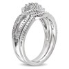 Thumbnail Image 1 of 1/8 CT. T.W. Diamond Cluster Split Shank Bridal Set in Sterling Silver