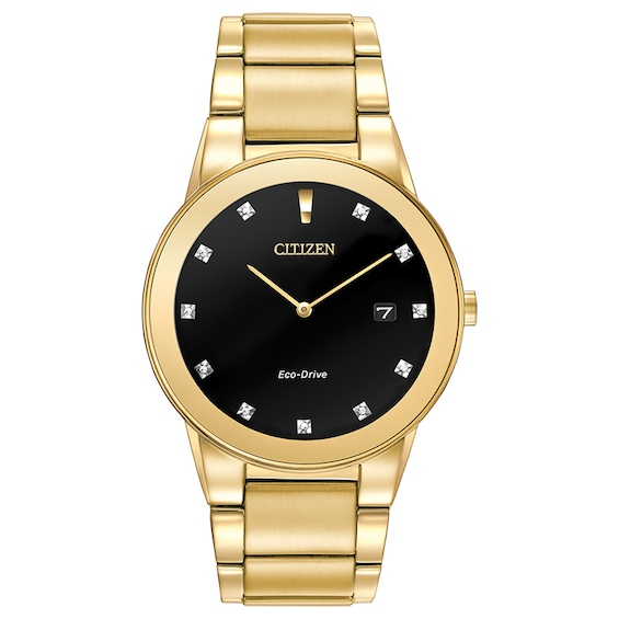Men's Citizen Eco-DriveÂ® Axiom Diamond Accent Gold-Tone Watch with Black Dial (Model: Au1062-56G)