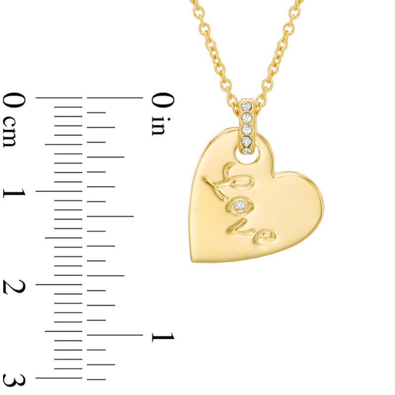 Main Image 3 of AVA Nadri Cubic Zirconia "LOVE" Heart Pendant in Brass with 18K Gold Plate