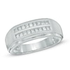 Thumbnail Image 0 of Men's 1/2 CT. T.W. Square-Cut Diamond Double Row Wedding Band in 10K White Gold