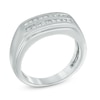 Thumbnail Image 1 of Men's 1/2 CT. T.W. Square-Cut Diamond Double Row Wedding Band in 10K White Gold