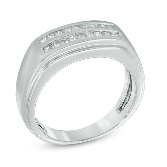1/2 CT. T.w. Square-Cut Diamond Double Row Wedding Band in 10K White Gold