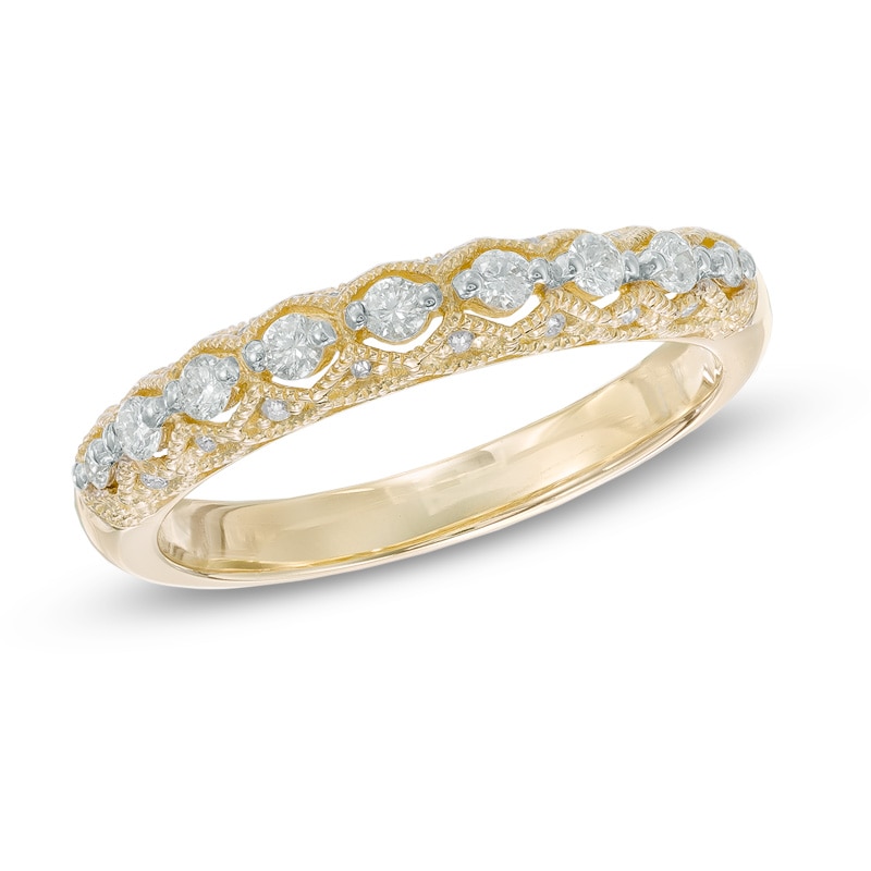 1/4 CT. T.W. Diamond Vintage-Style Anniversary Band in 10K Gold