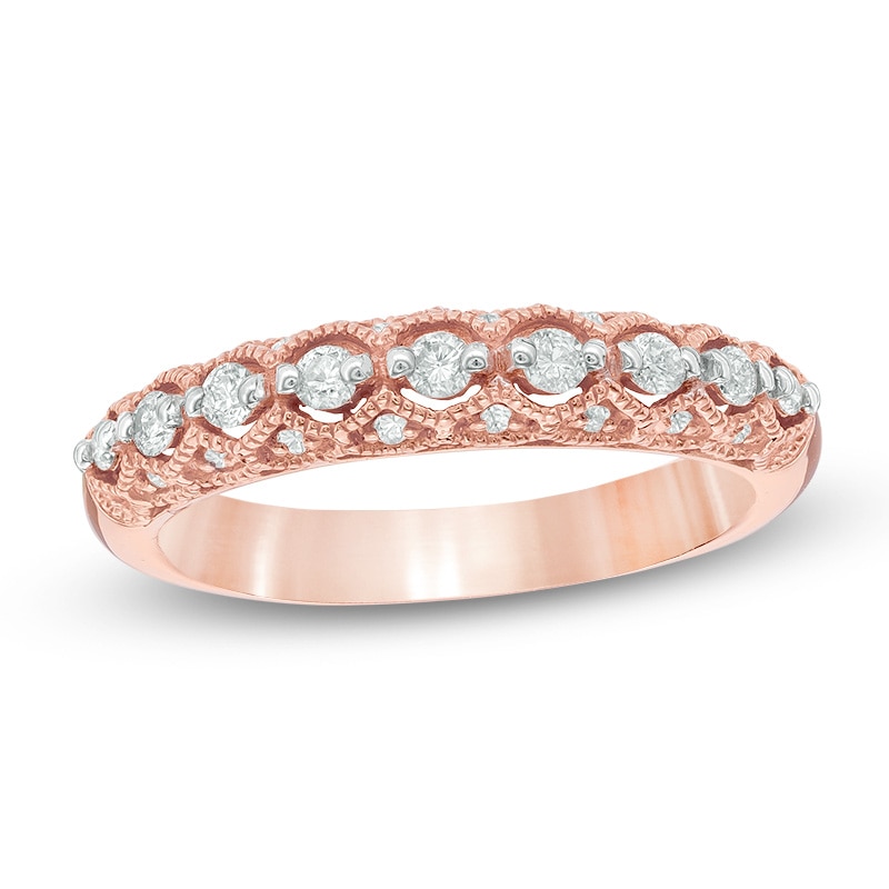 1/4 CT. T.W. Diamond Vintage-Style Anniversary Band in 10K Rose Gold