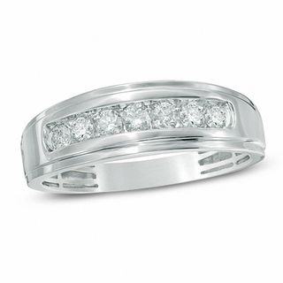 1/2 CT. T.W. Diamond Comfort Fit Band in 10K White Gold
