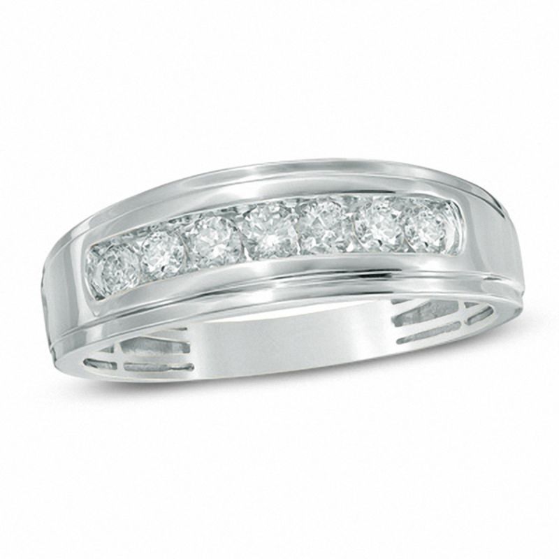 Men's 1/2 CT. T.W. Diamond Comfort Fit Band in 10K White Gold