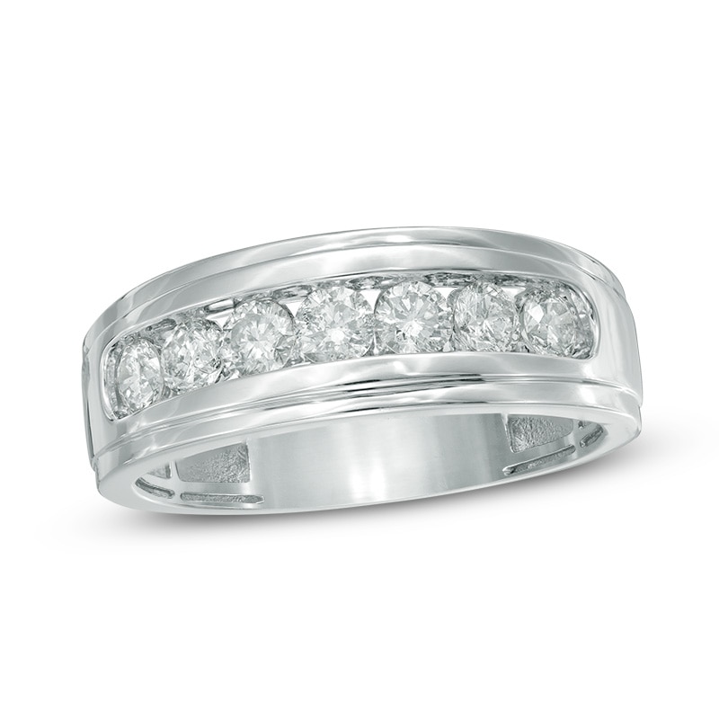Men's 1 CT. T.W. Diamond Comfort Fit Band in 10K White Gold